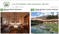 Two hotels of 25 in Cusco are considered as the best hotels in the world by Tripadvisor.
